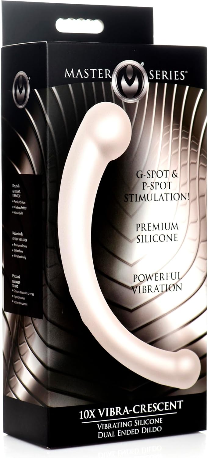Master Series Vibra-Crescent Dual-Ended Vibrating Silicone Dildo