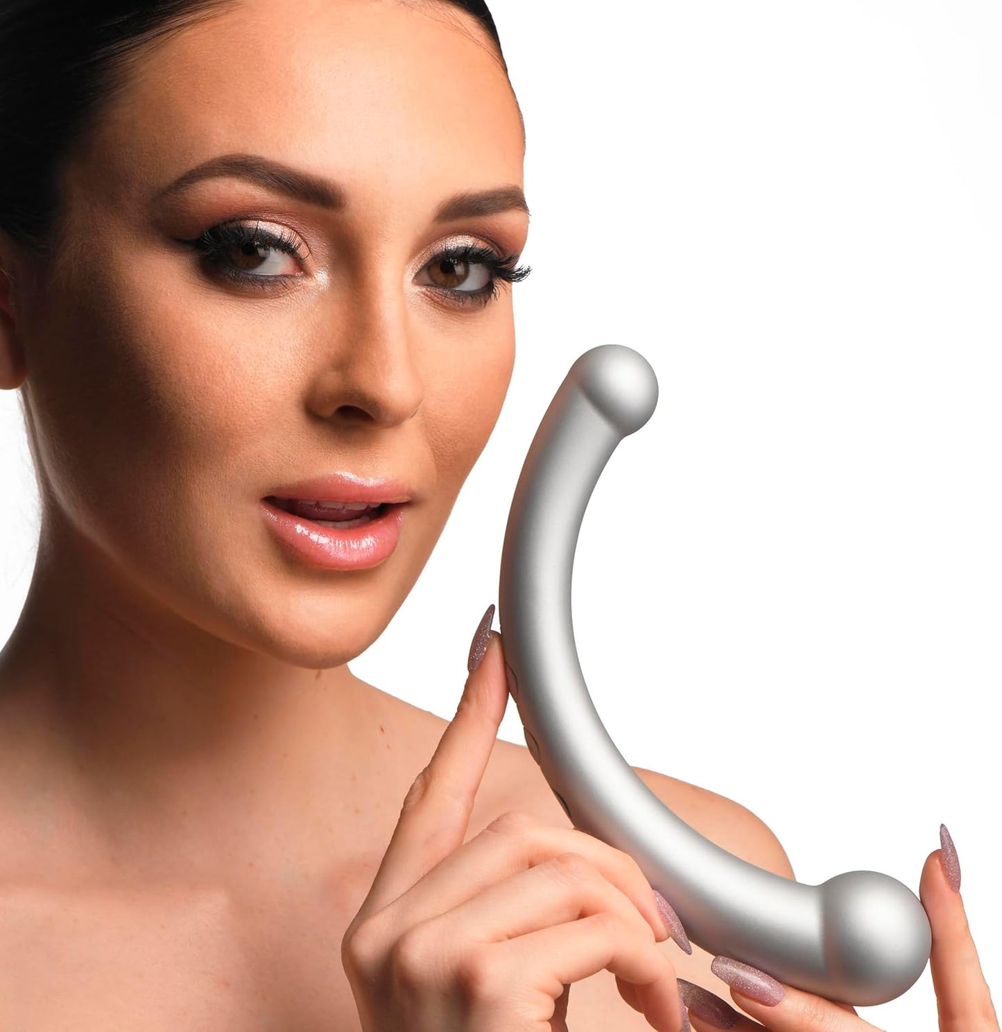 Master Series Vibra-Crescent Dual-Ended Vibrating Silicone Dildo