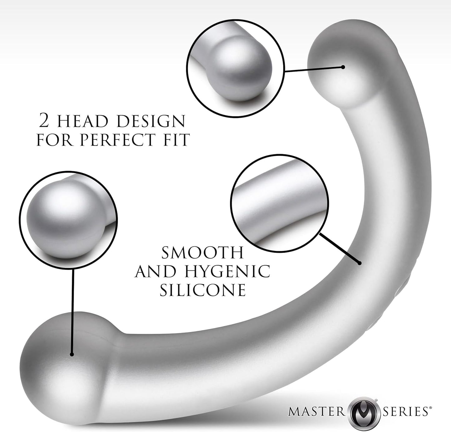 Master Series Vibra-Crescent Dual-Ended Vibrating Silicone Dildo