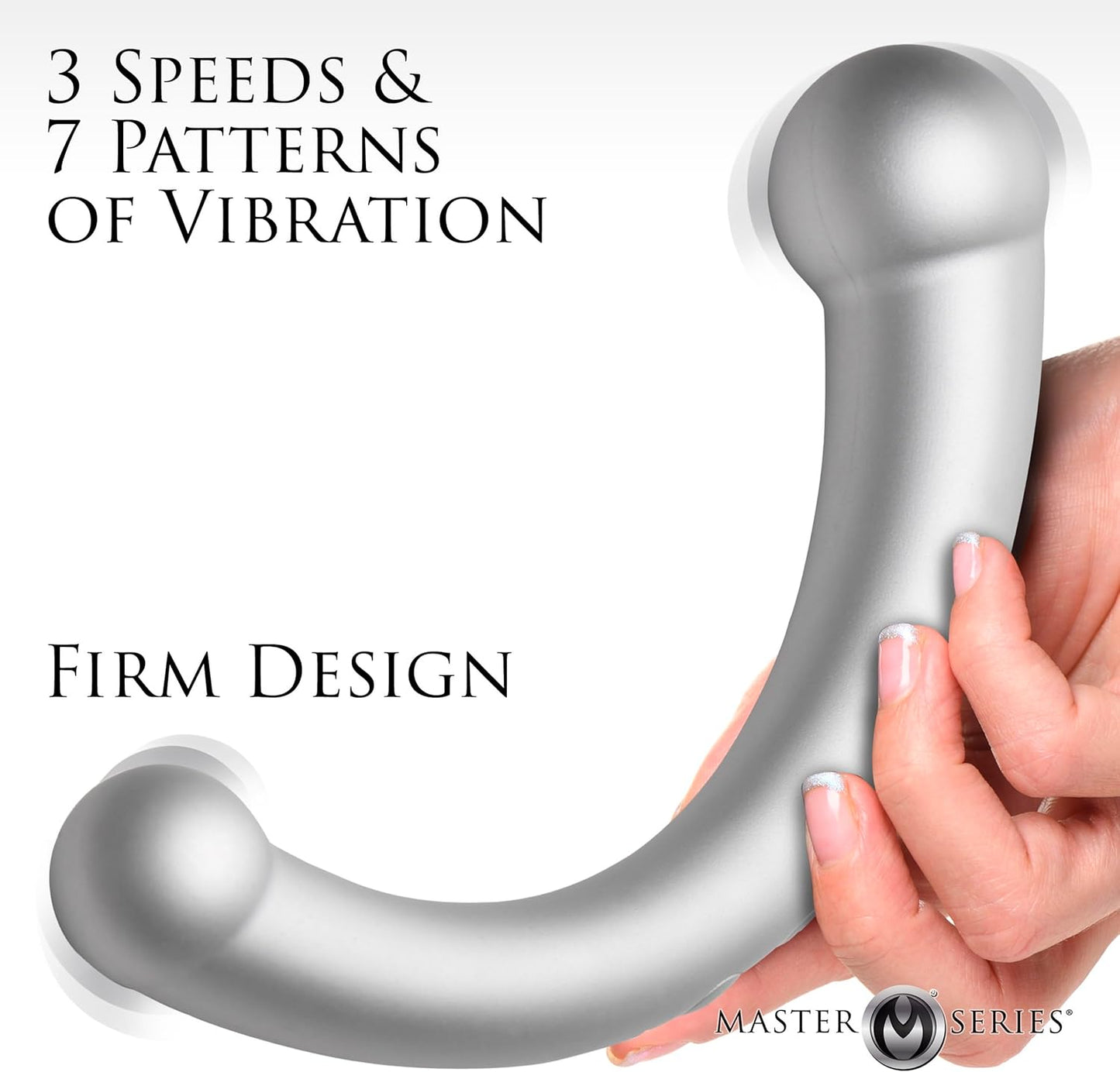 Master Series Vibra-Crescent Dual-Ended Vibrating Silicone Dildo